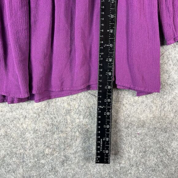Soft Surroundings Tunic Top Womens 1X Bell Sleeve Tiered Flowy Purple Blouse - Picture 5 of 8